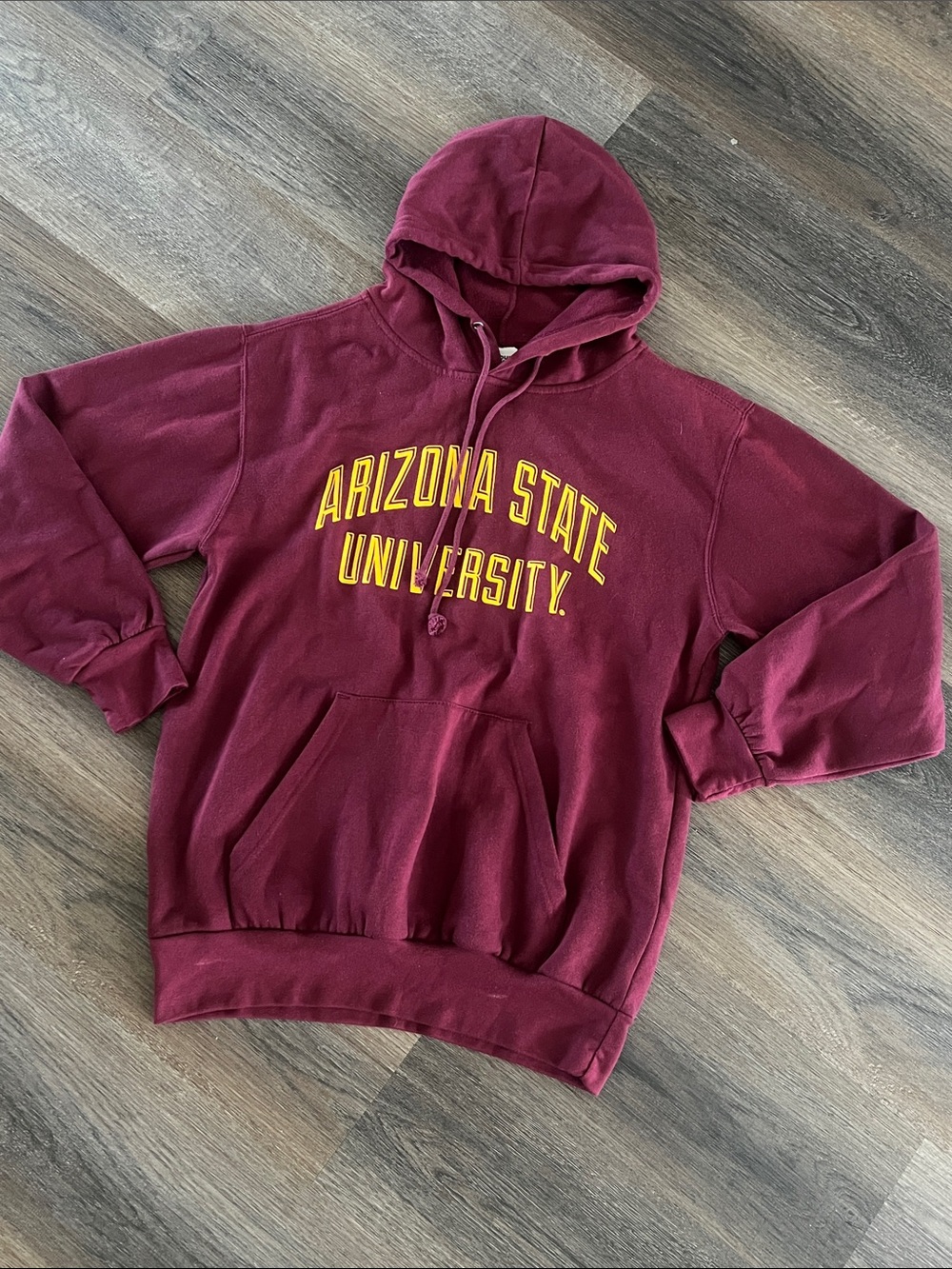 (3) Arizona State University Maroon Hoodie with Yellow Lettering